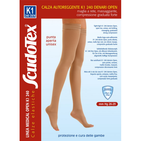 833 Чулки компрессионные 2 класс компрессии Скудотекс  (26-29 mmHg) 240 den открытый носок (мысок), унисекс